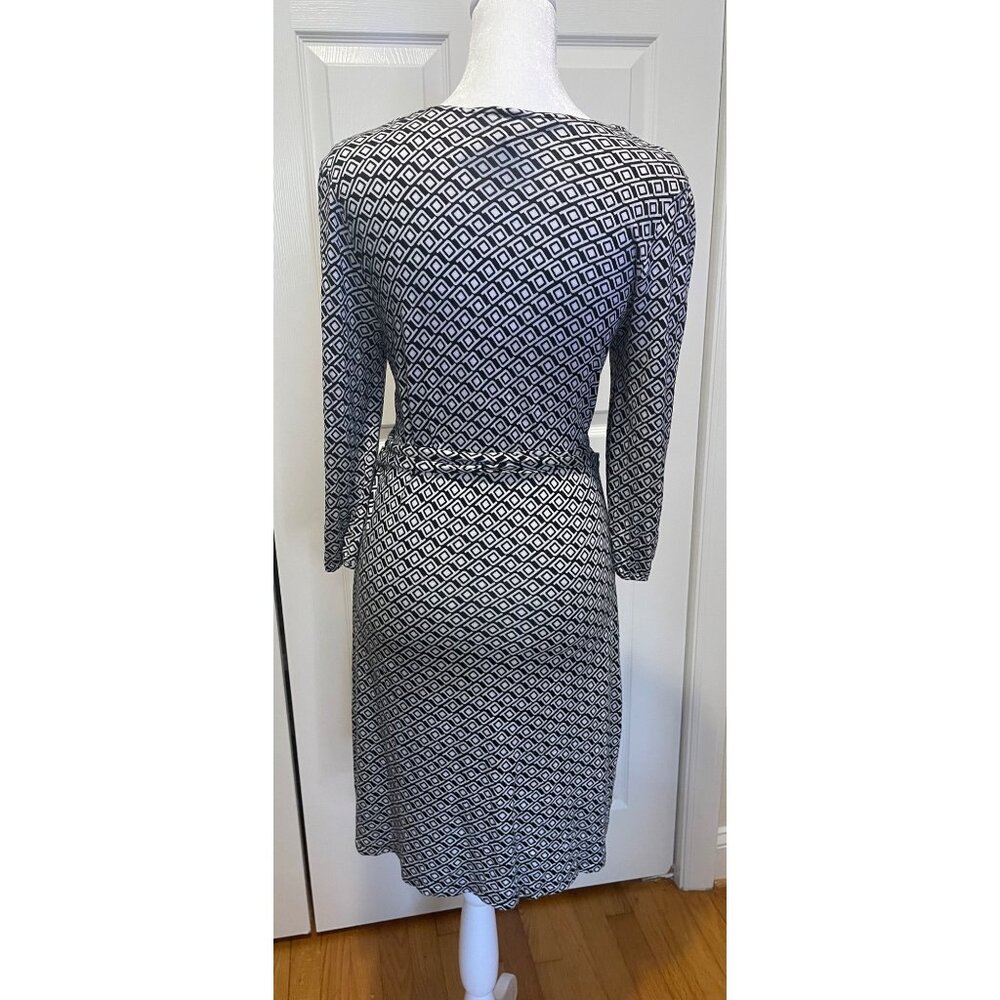 Old Navy Womens Geometric Black & White Wrap Dress Size S Y2K Mod Retro Feminine - Picture 2 of 12